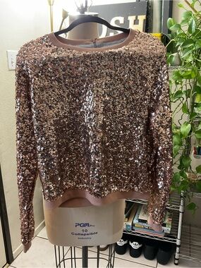 💜💜💜 Women's Rose Gold Sequin Pullover Sweatshirt